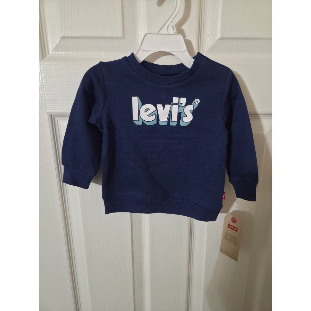 Levis Baby Boys Navy Blue Graphic Logo Crewneck Sweatshirt 12M 61E564